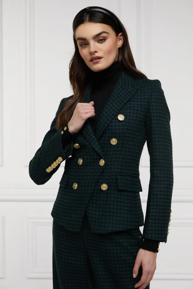 Women In Stock Tailoring Holland Cooper Knightsbridge Blazer Emerald Houndstooth Women In Stock Tailoring Holland Cooper Knightsbridge Blazer Emerald Houndstooth
