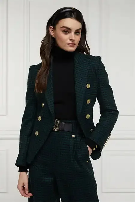 Women In Stock Tailoring Holland Cooper Knightsbridge Blazer Emerald Houndstooth Women In Stock Tailoring Holland Cooper Knightsbridge Blazer Emerald Houndstooth