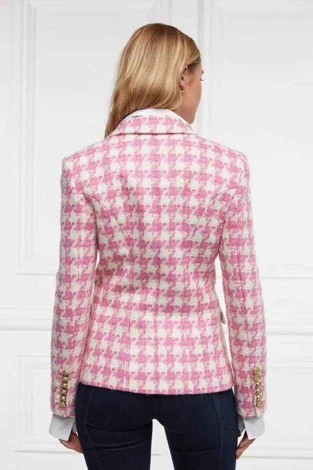 Women In Stock Tailoring Holland Cooper Knightsbridge Blazer Pink Large Scale Houndstooth