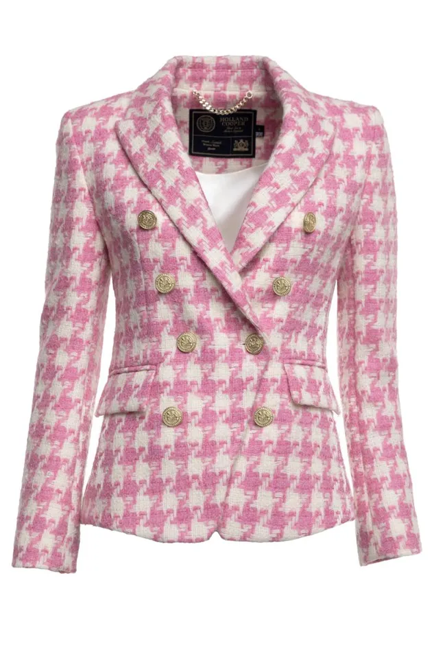 Women In Stock Tailoring Holland Cooper Knightsbridge Blazer Pink Large Scale Houndstooth