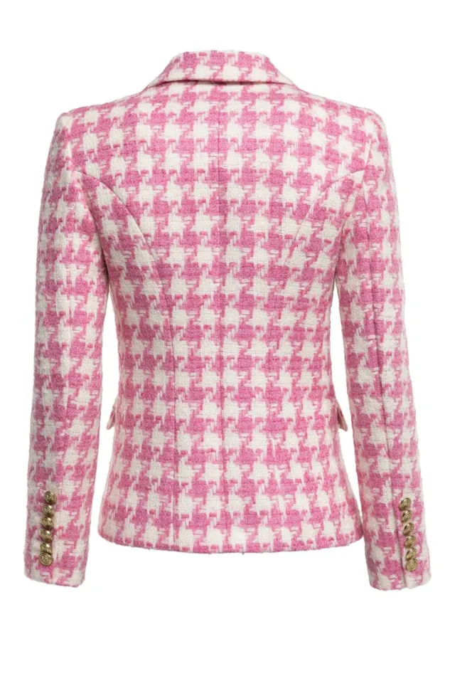Women In Stock Tailoring Holland Cooper Knightsbridge Blazer Pink Large Scale Houndstooth