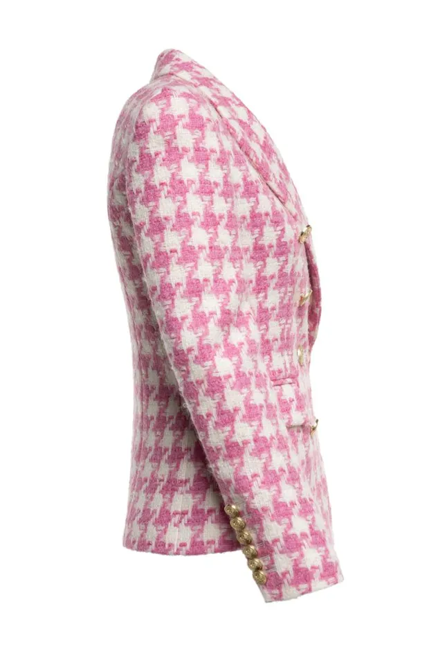 Women In Stock Tailoring Holland Cooper Knightsbridge Blazer Pink Large Scale Houndstooth