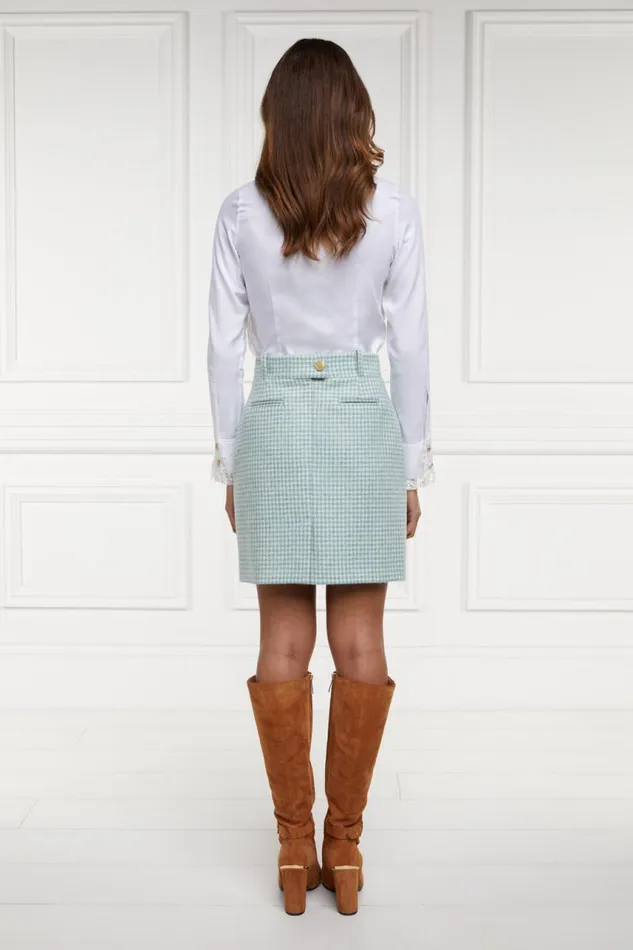 Women In Stock Tailoring Holland Cooper Knightsbridge Skirt Teal Houndstooth Women In Stock Tailoring Holland Cooper Knightsbridge Skirt Teal Houndstooth