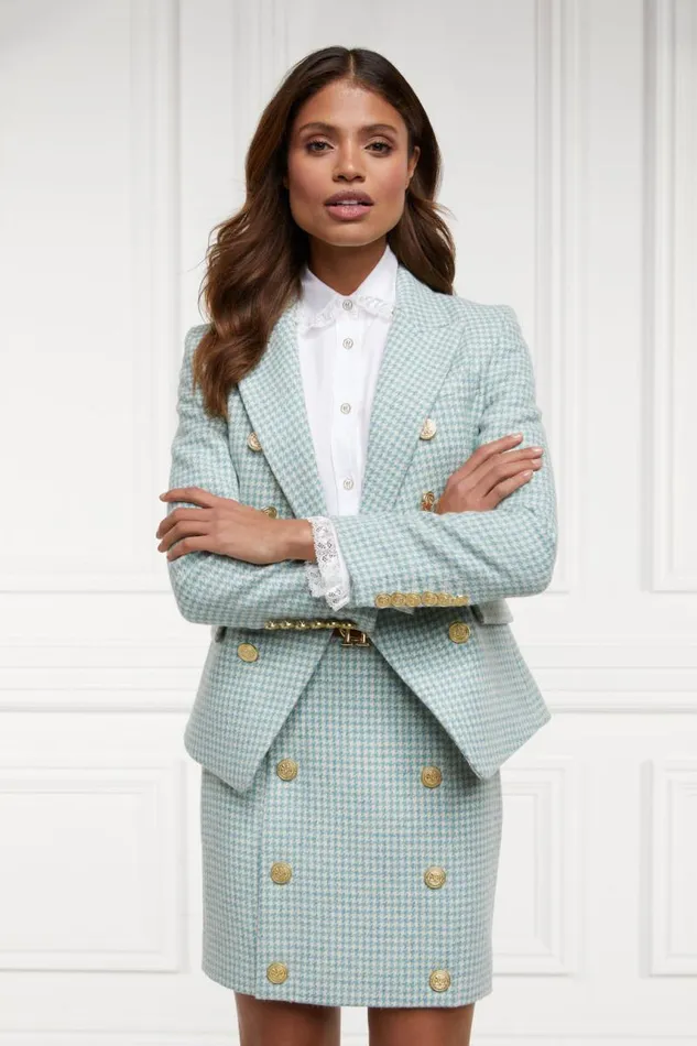 Women In Stock Tailoring Holland Cooper Knightsbridge Skirt Teal Houndstooth Women In Stock Tailoring Holland Cooper Knightsbridge Skirt Teal Houndstooth