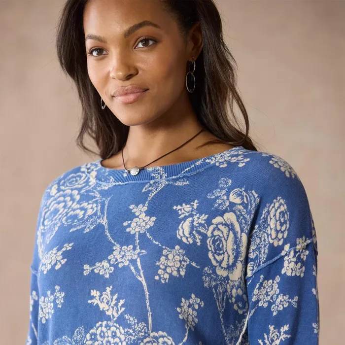 Women Inti Floral Sweater Chive Sundance Catalog Sweaters