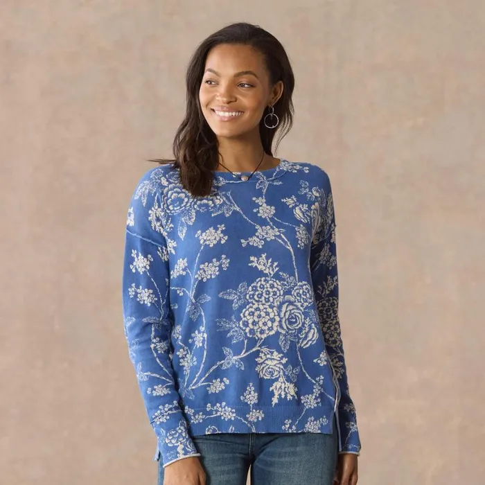 Women Inti Floral Sweater Chive Sundance Catalog Sweaters