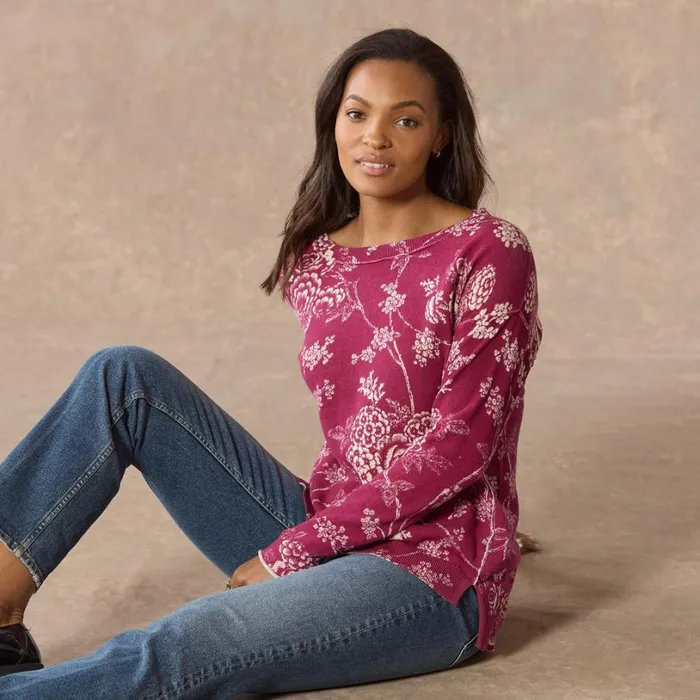 Women Inti Floral Sweater Chive Sundance Catalog Sweaters