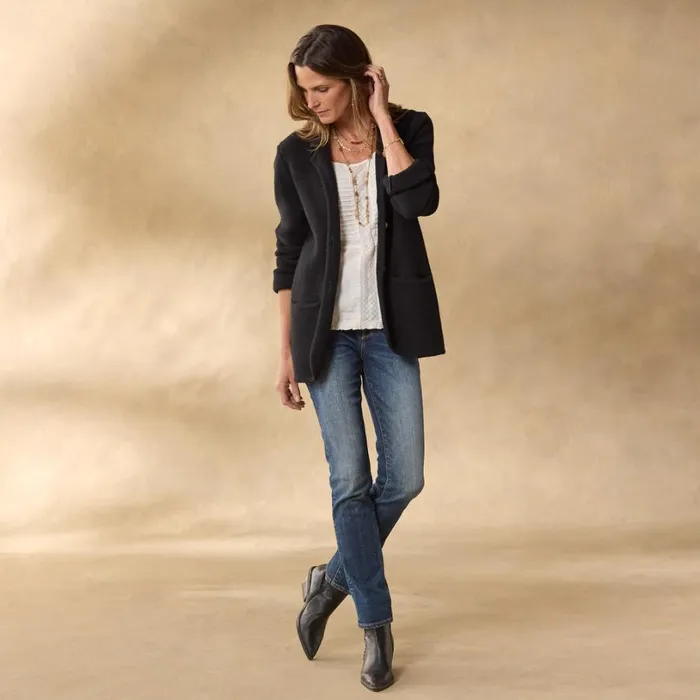 Women Ivy League Sweater Blazer Onyx Sundance Catalog Sweaters