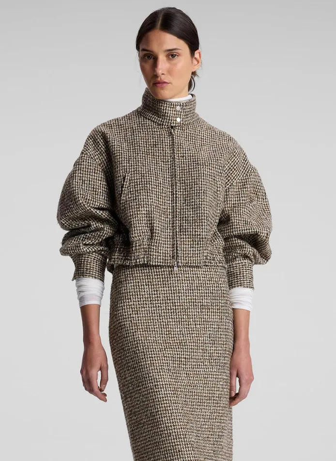 Women Jackets and Coats ALC Harrison Tweed Houndstooth Jacket Creambrown