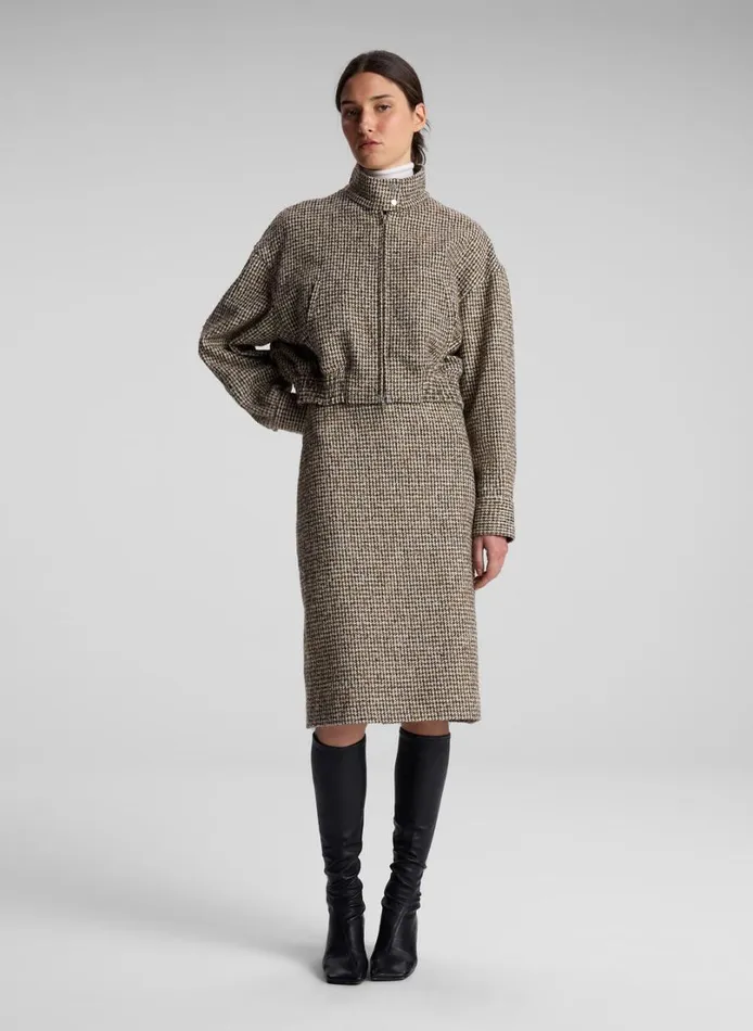 Women Jackets and Coats ALC Harrison Tweed Houndstooth Jacket Creambrown