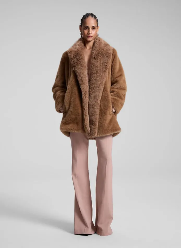 Women Jackets and Coats ALC Nina Faux Fur Coat Gobi Tan