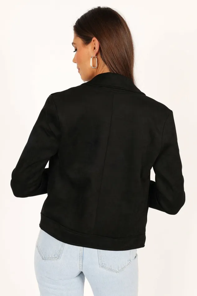 Women Jackets and Coats Petal and Pup Spencer Faux Suede Moto Jacket Black