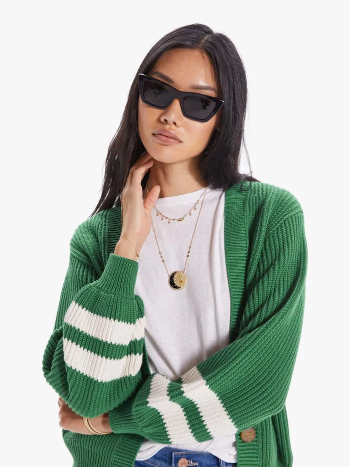 Women Jackets Mother Denim The Bell Sleeve Crop Cardigan Green