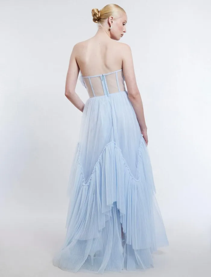 Women Jeanne Strapless Tulle Gown Xenon Blue BCBG Dresses