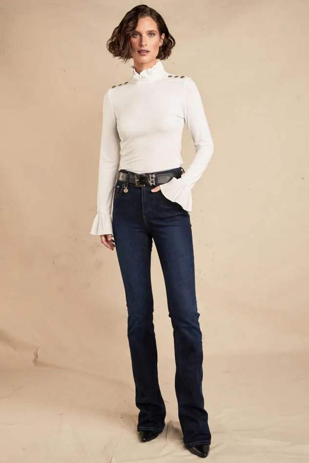 Women Jeans Holland Cooper High Rise Flared Jean Deep Indigo