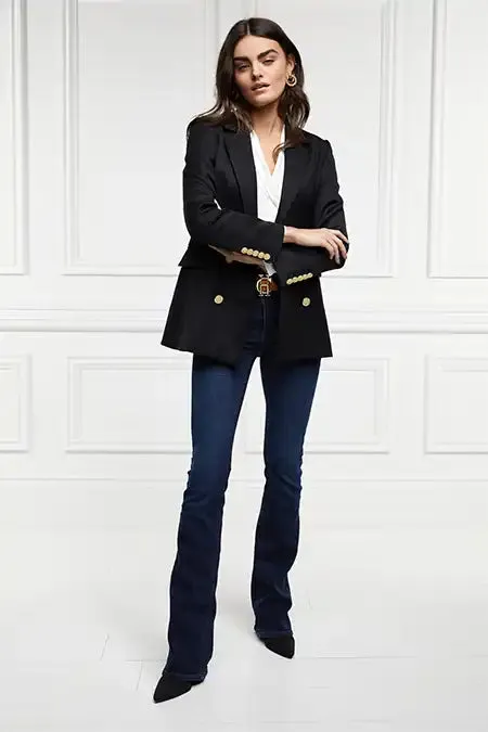Women Jeans Holland Cooper High Rise Flared Jean Deep Indigo Women Jeans Holland Cooper High Rise Flared Jean Deep Indigo