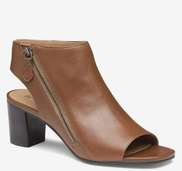 Women Johnston and Murphy Boots and Booties Evelyn SideZip Bootie Cognac Glove Leather Women Johnston and Murphy Boots and Booties Evelyn SideZip Bootie Cognac Glove Leather
