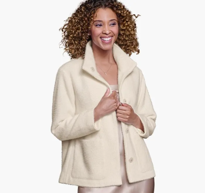 Women Johnston and Murphy Coats Jackets and Vests Eyelash Jacket Ivory
