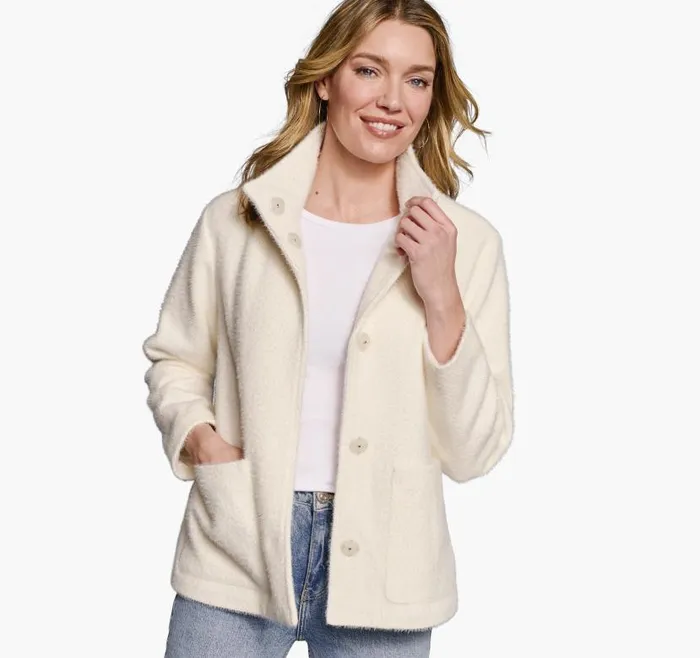 Women Johnston and Murphy Coats Jackets and Vests Eyelash Jacket Ivory Women Johnston and Murphy Coats Jackets and Vests Eyelash Jacket Ivory