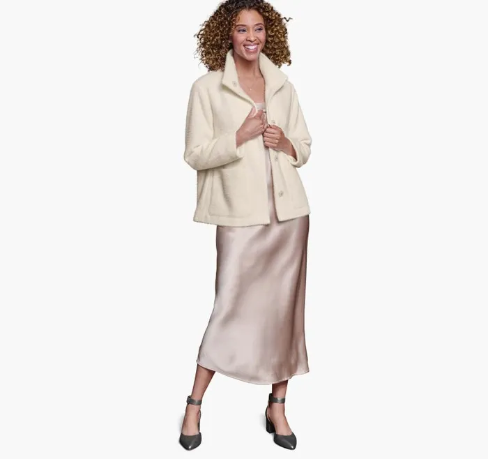 Women Johnston and Murphy Coats Jackets and Vests Eyelash Jacket Ivory Women Johnston and Murphy Coats Jackets and Vests Eyelash Jacket Ivory
