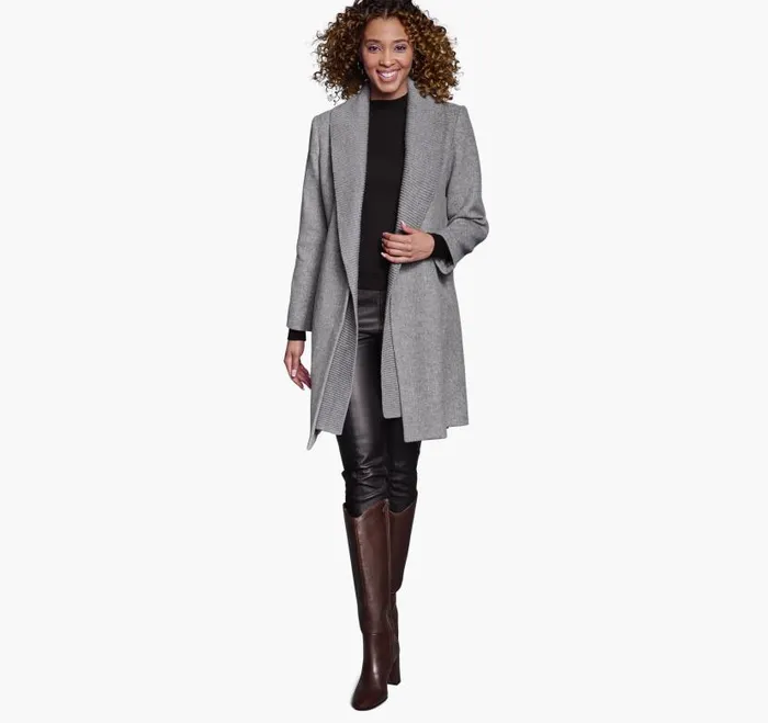 Women Johnston and Murphy Coats Jackets and Vests WoolBlend Coat With Removable Knit Collar Gray Women Johnston and Murphy Coats Jackets and Vests WoolBlend Coat With Removable Knit Collar Gray