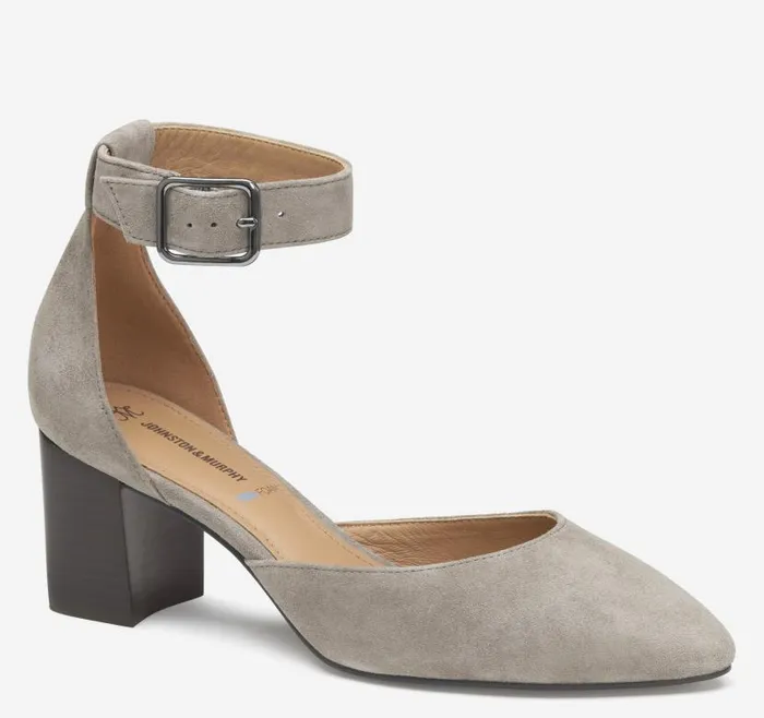 Women Johnston and Murphy Heels and Platform Wedges Vicki Ankle Strap Taupe Kid Suede Women Johnston and Murphy Heels and Platform Wedges Vicki Ankle Strap Taupe Kid Suede