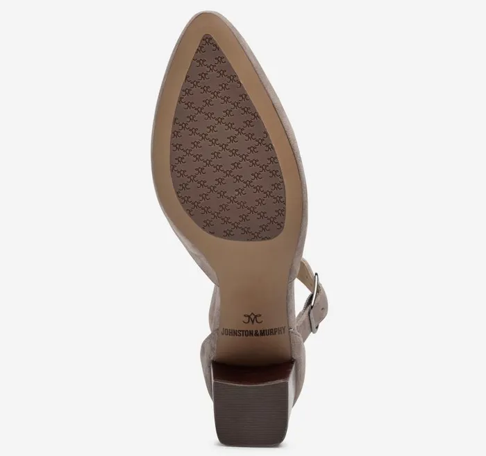 Women Johnston and Murphy Heels and Platform Wedges Vicki Ankle Strap Taupe Kid Suede Women Johnston and Murphy Heels and Platform Wedges Vicki Ankle Strap Taupe Kid Suede