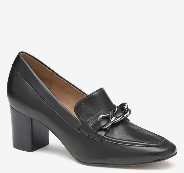 Women Johnston and Murphy Mules and Loafers Eleanor Chain Loafer Black Calfskin Women Johnston and Murphy Mules and Loafers Eleanor Chain Loafer Black Calfskin