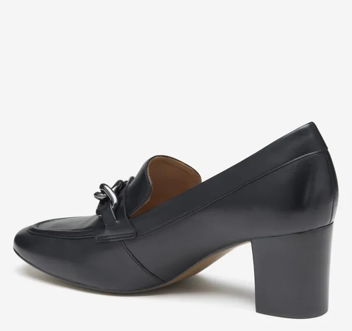 Women Johnston and Murphy Mules and Loafers Eleanor Chain Loafer Black Calfskin