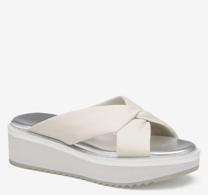 Women Johnston and Murphy Sandals Grace CrossBand Slide Bone Glove Leather