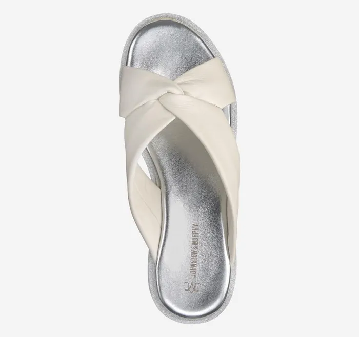 Women Johnston and Murphy Sandals Grace CrossBand Slide Bone Glove Leather Women Johnston and Murphy Sandals Grace CrossBand Slide Bone Glove Leather