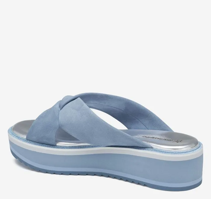 Women Johnston and Murphy Sandals Grace CrossBand Slide Slate Blue Kid Suede Women Johnston and Murphy Sandals Grace CrossBand Slide Slate Blue Kid Suede
