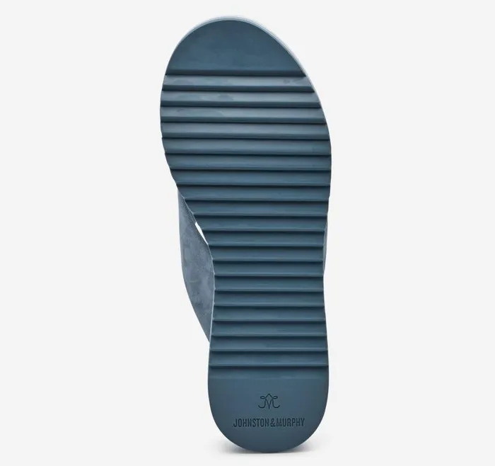 Women Johnston and Murphy Sandals Grace CrossBand Slide Slate Blue Kid Suede Women Johnston and Murphy Sandals Grace CrossBand Slide Slate Blue Kid Suede