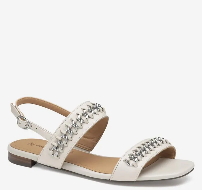 Women Johnston and Murphy Sandals Lilly Chain Sandal Bone Glove Leather