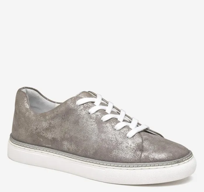 Women Johnston and Murphy Sneakers Callie LacetoToe Silver Metallic Italian Suede Women Johnston and Murphy Sneakers Callie LacetoToe Silver Metallic Italian Suede