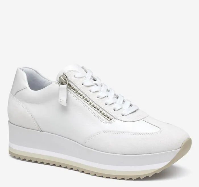 Women Johnston and Murphy Sneakers Gracie SideZip Lace Up White Calfskinsuede Women Johnston and Murphy Sneakers Gracie SideZip Lace Up White Calfskinsuede