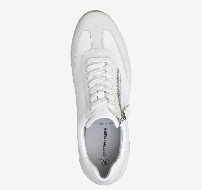 Women Johnston and Murphy Sneakers Gracie SideZip Lace Up White Calfskinsuede Women Johnston and Murphy Sneakers Gracie SideZip Lace Up White Calfskinsuede
