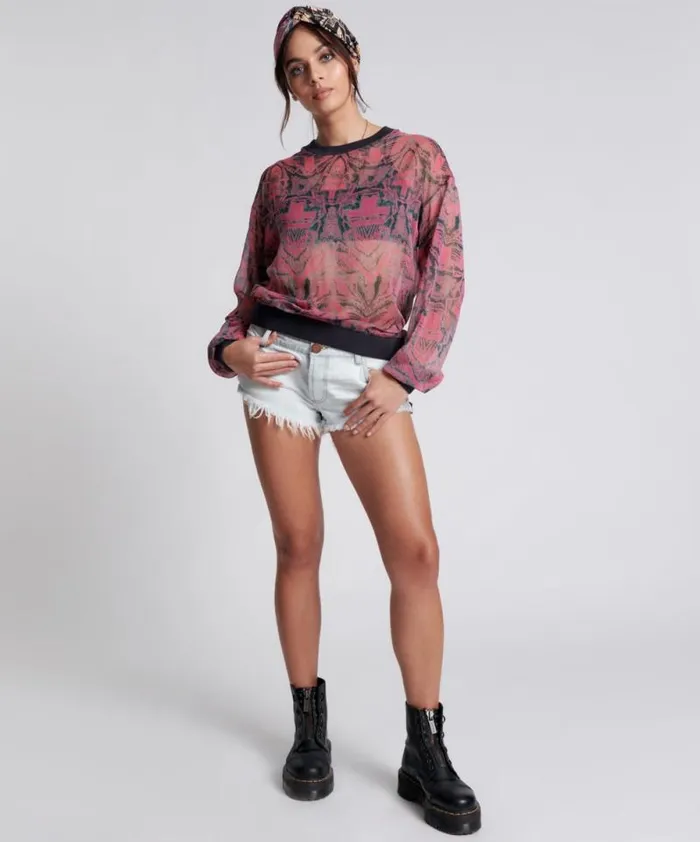 Women KALEIDOSCOPE CREW LONG SLEEVE TOP One Teaspoon Tops