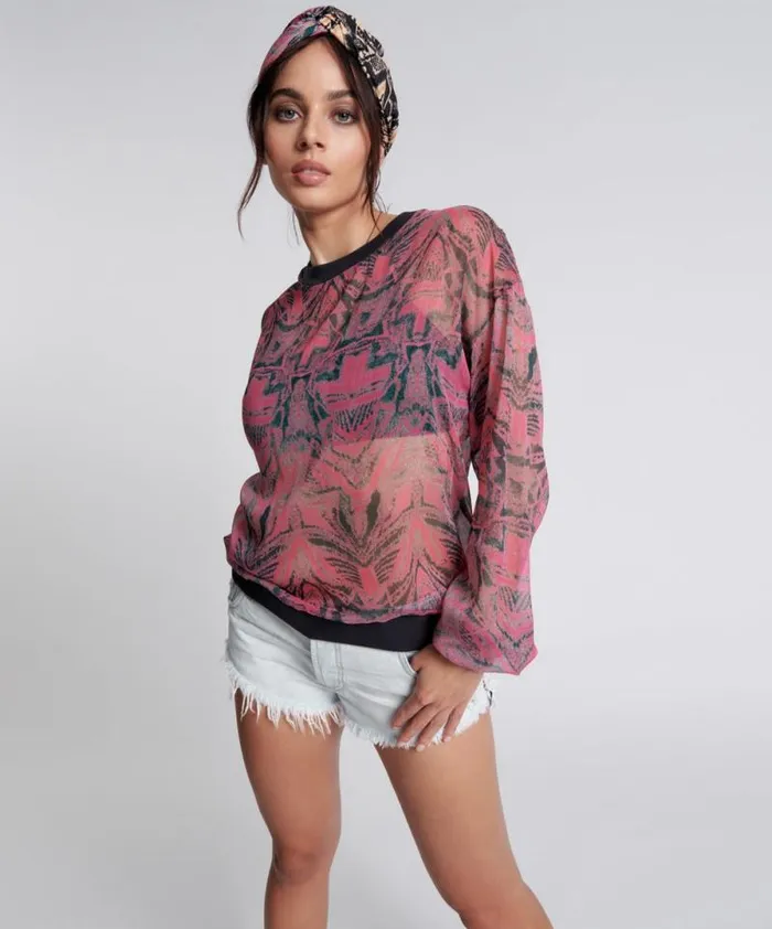 Women KALEIDOSCOPE CREW LONG SLEEVE TOP One Teaspoon Tops