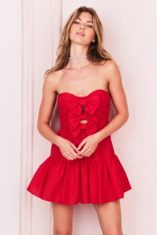 WomenKids LoveShackFancy Dresses Woodlow Bow Mini Dress Red