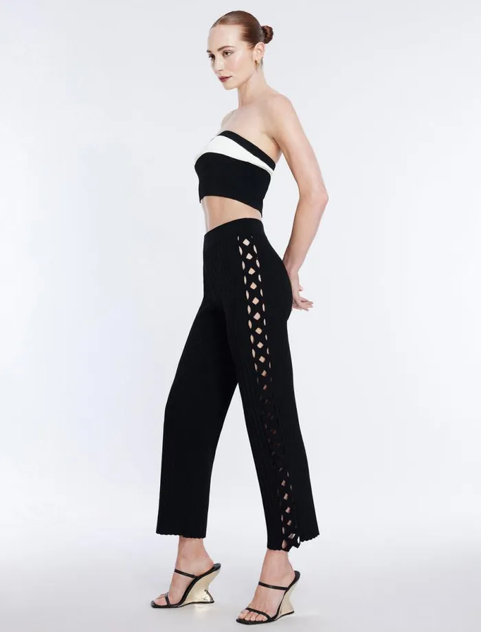 Women Knit Cutout Pant Black BCBG Bottoms