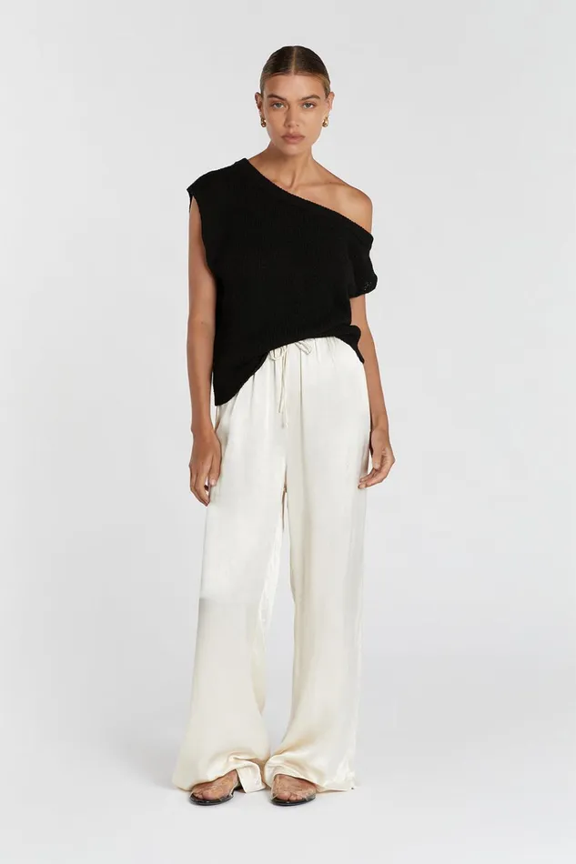Women Knitted DISSH KERRY BLACK ASYM KNIT TOP
