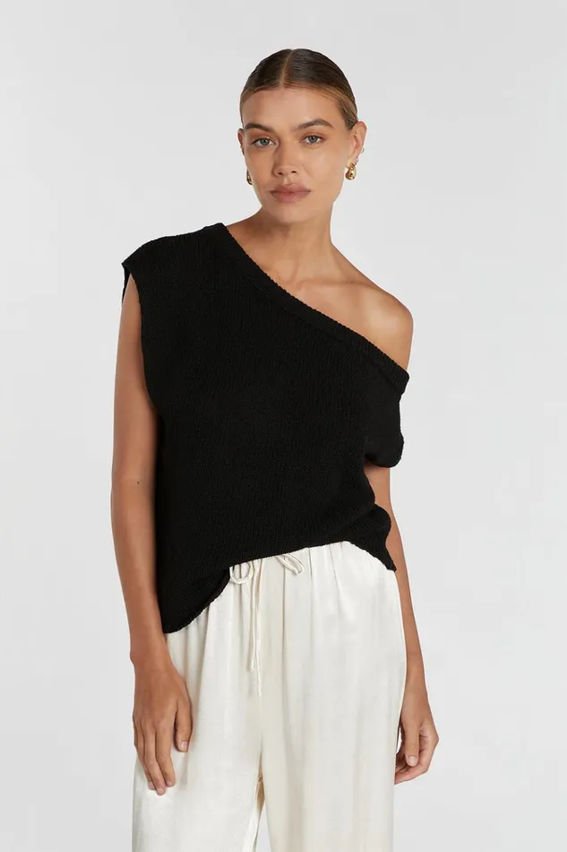 Women Knitted DISSH KERRY BLACK ASYM KNIT TOP