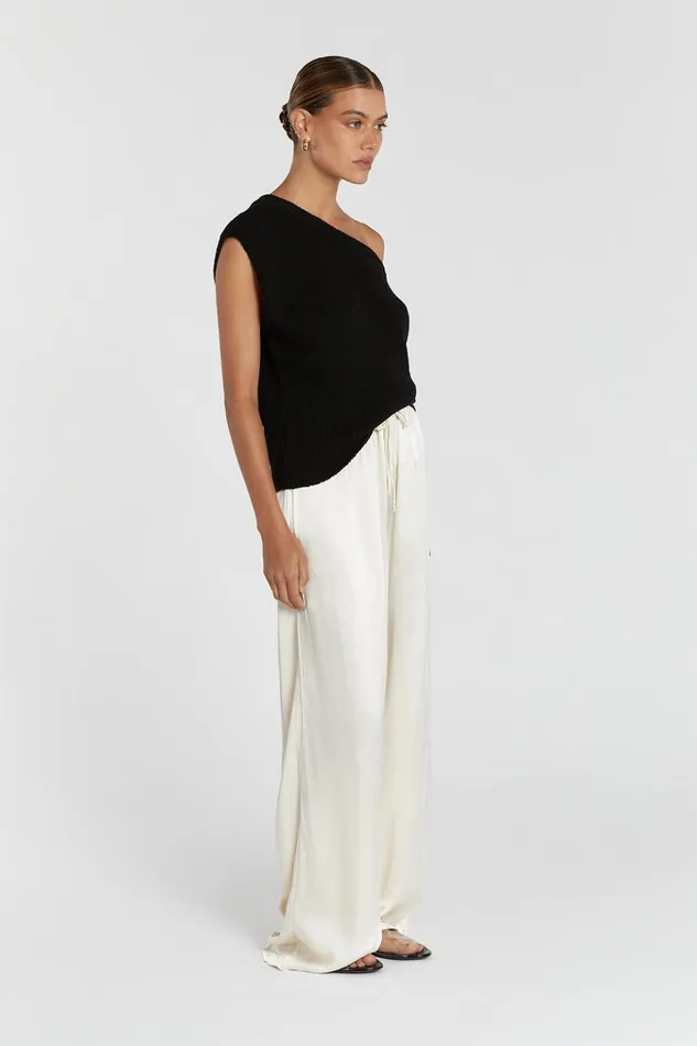 Women Knitted DISSH KERRY BLACK ASYM KNIT TOP