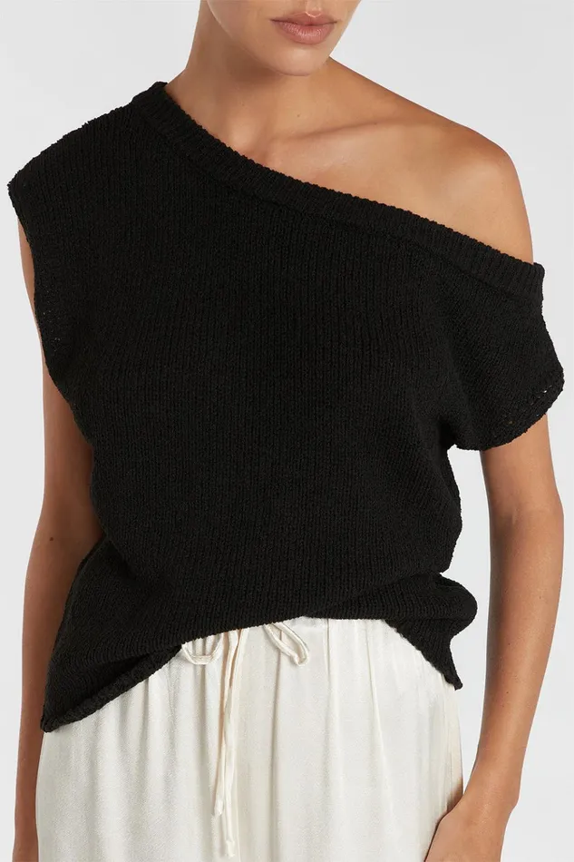 Women Knitted DISSH KERRY BLACK ASYM KNIT TOP