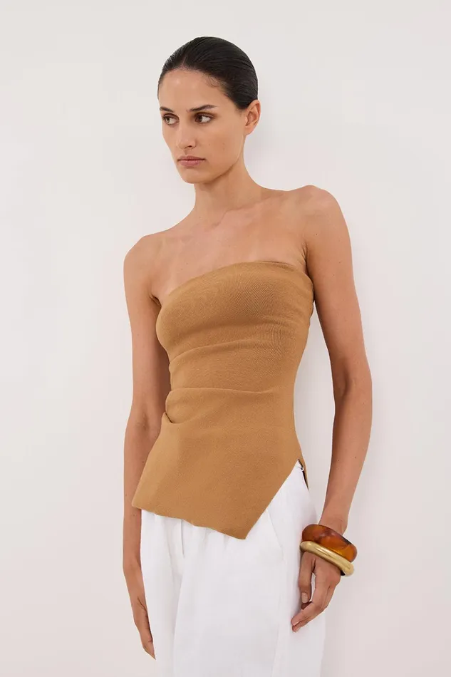 Women Knitted DISSH LUKE TAN BANDEAU KNIT TOP