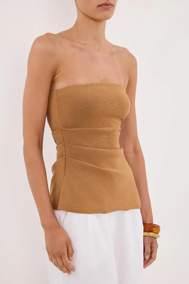 Women Knitted DISSH LUKE TAN BANDEAU KNIT TOP
