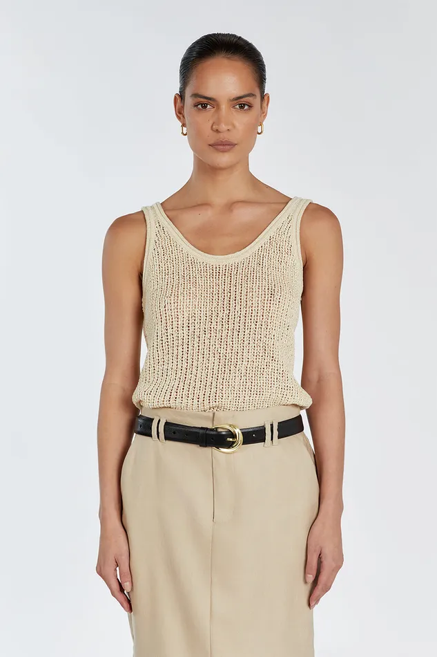 Women Knitted DISSH MARGOT WHEAT SCOOP KNIT TANK