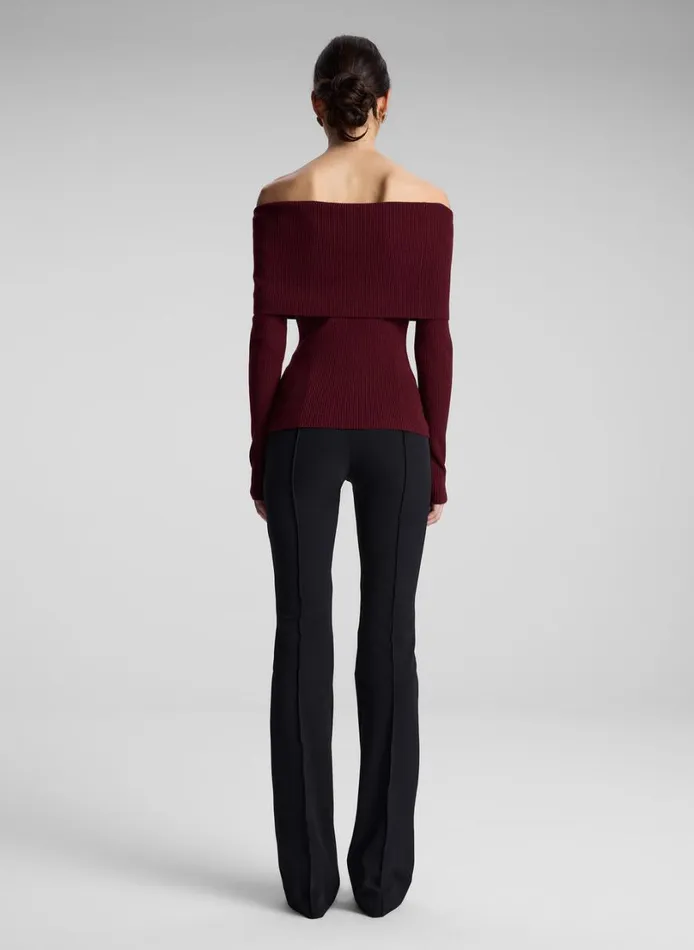Women Knitwear ALC Evelyn Merino Off Shoulder Top Burgundy