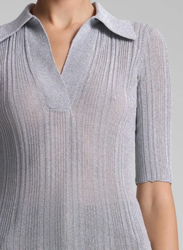 Women Knitwear ALC Joey Metallic Knit Top Mercury